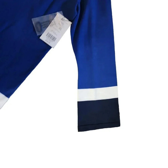 New $185 Etcetera Pullover Top Blue Tricolor Rayon Cold Shoulder Sleeve XS - Picture 5 of 7